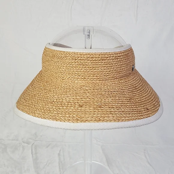 Helen Kaminski Mai Australian Raffia Visor with Tie Back Womens Packable Sun Hat - Picture 2 of 7